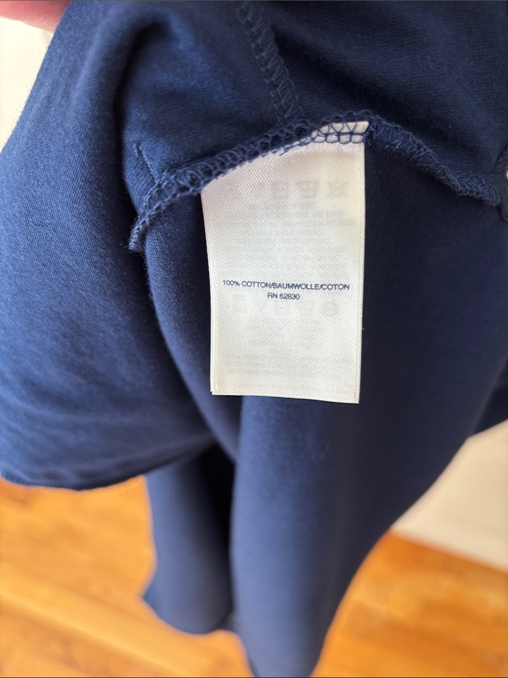 Lands' End Navy Hooded Tunic with White Loop Trim and Pockets Like New! Large 14 - Picture 4 of 5